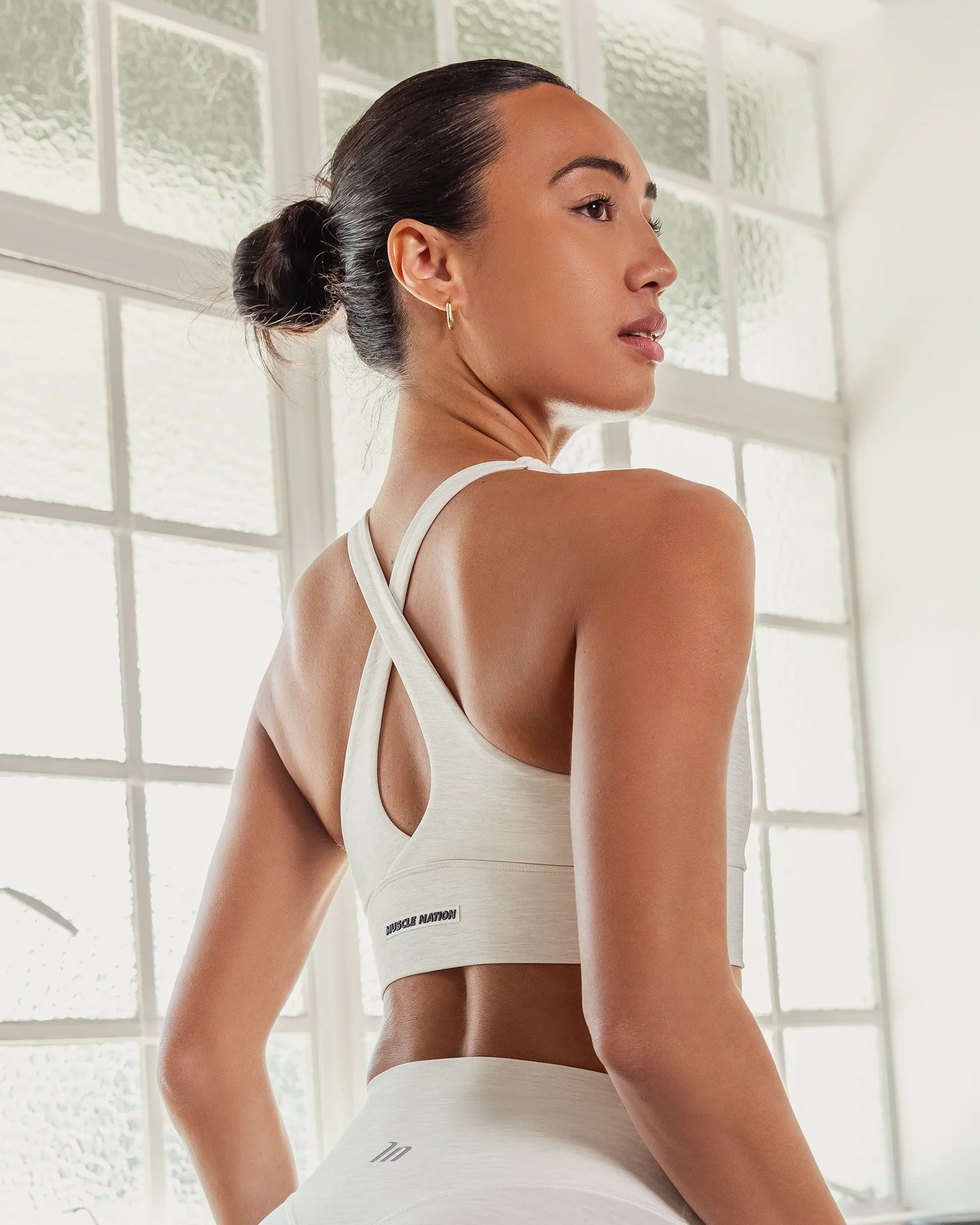 Allure Longline Bra - White Grey Marl