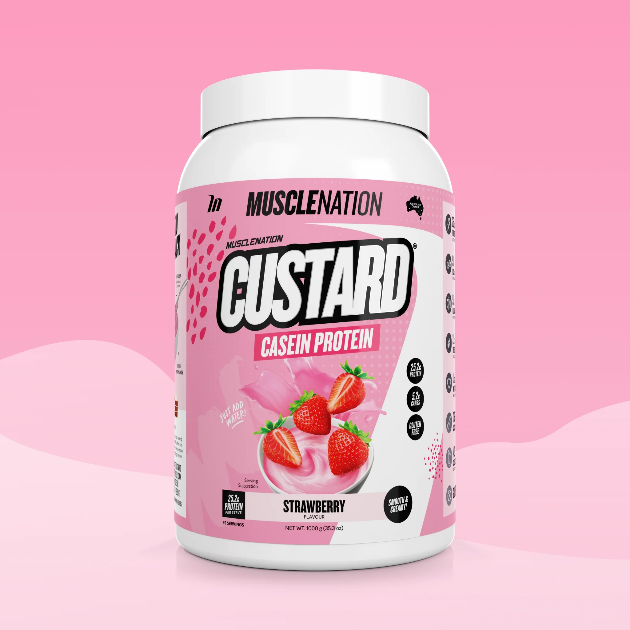 CUSTARD Casein Protein - Strawberry - 25 serves