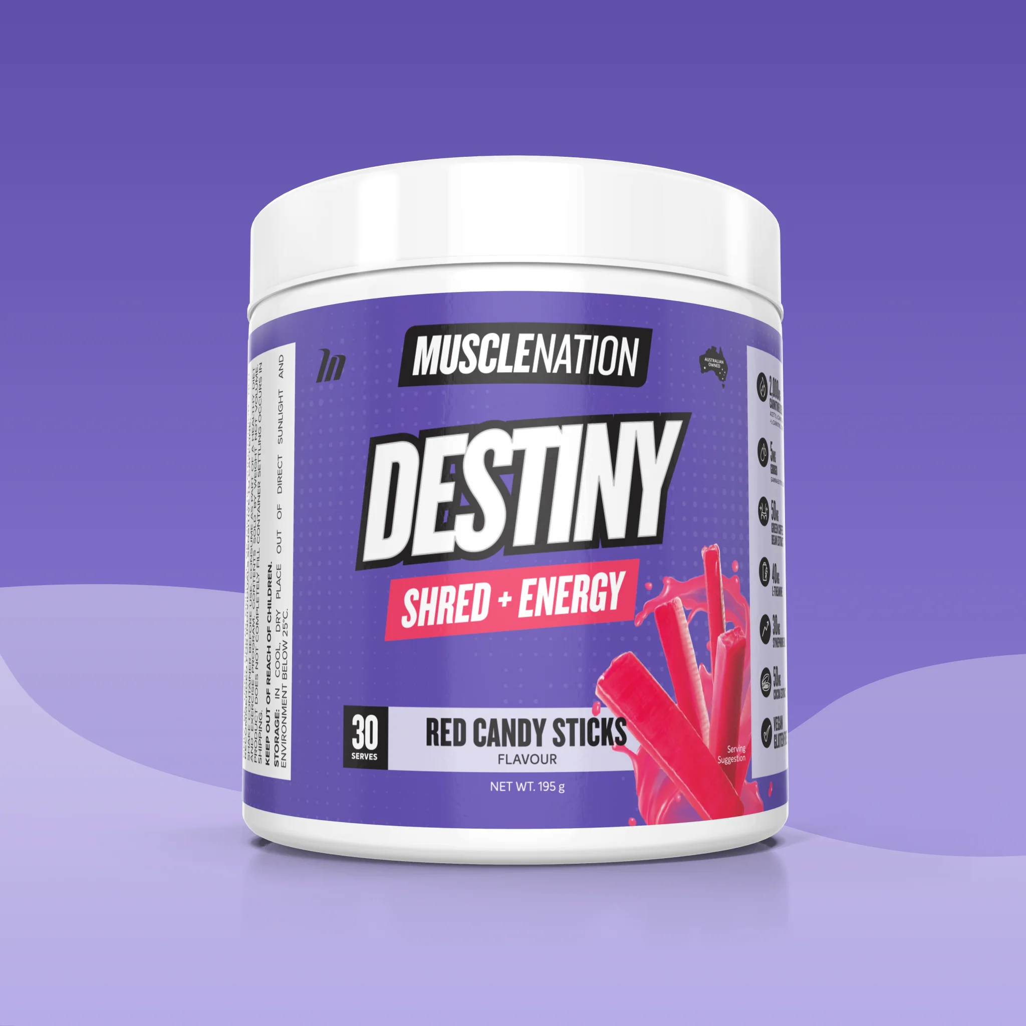 DESTINY Pre-Workout Burn - Red Candy Sticks - 30 serves