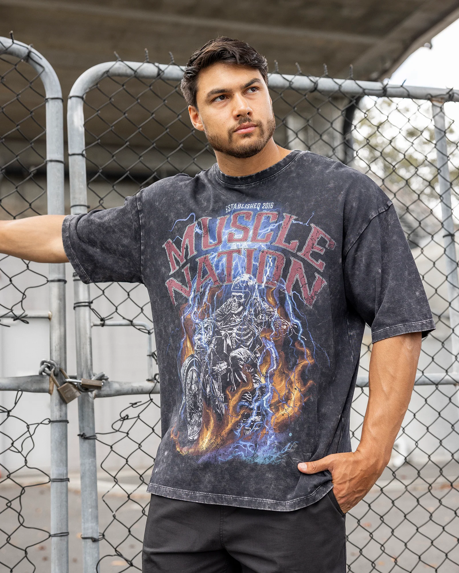 Full Throttle Oversized Vintage Tee - Washed Black
