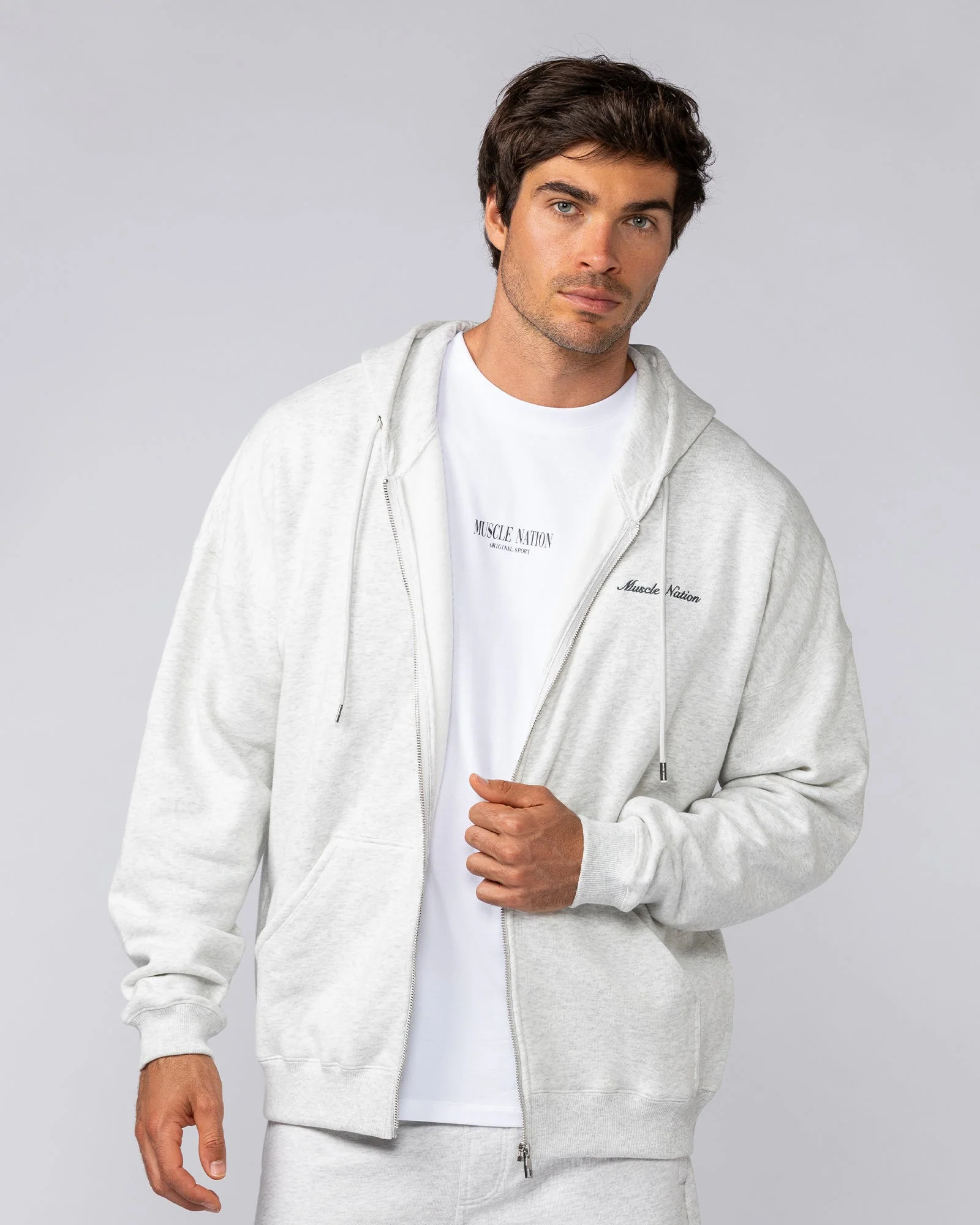 MN Classic Zip Through - Snow Grey Marl