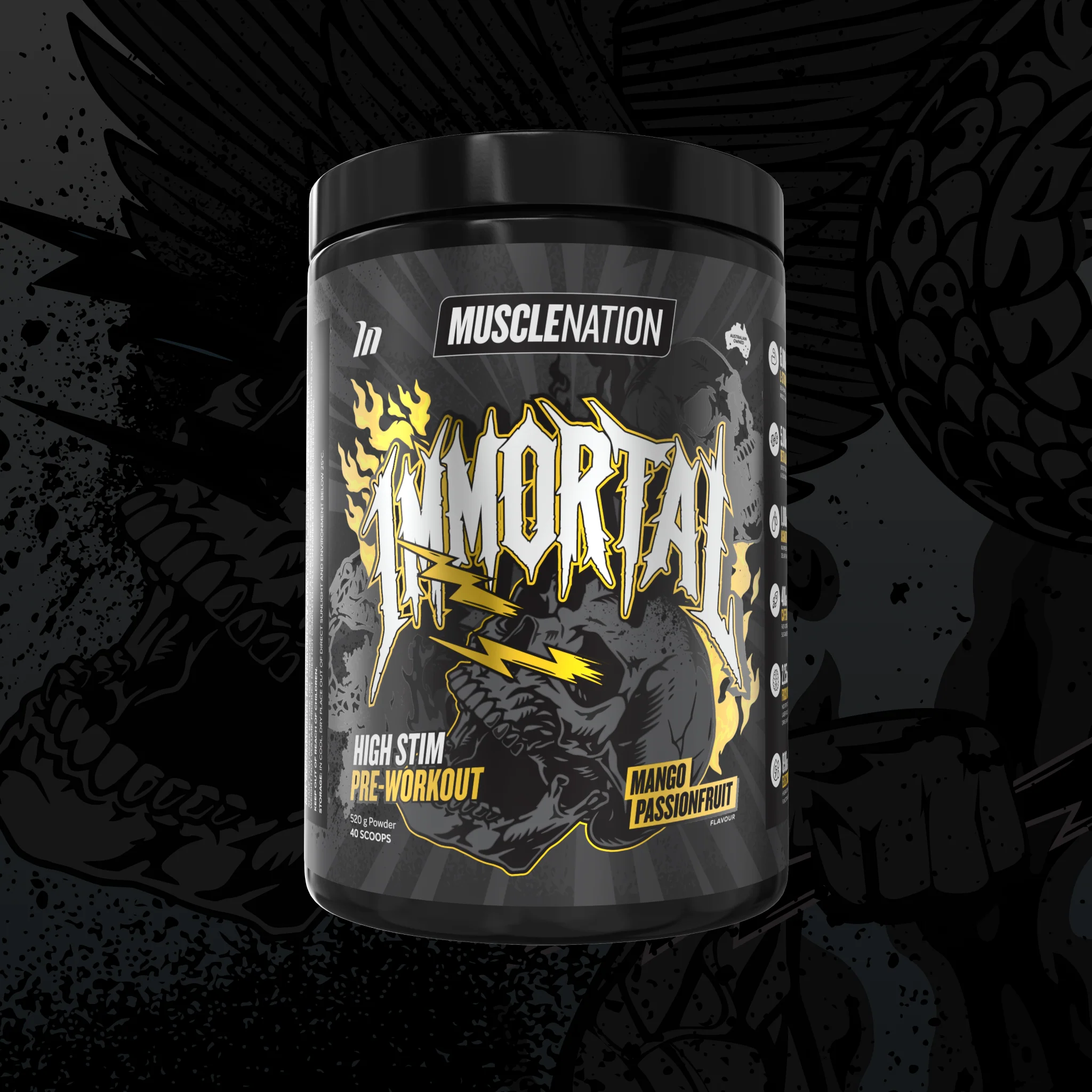 IMMORTAL Pre-Workout - Mango Passionfruit - 40 serves