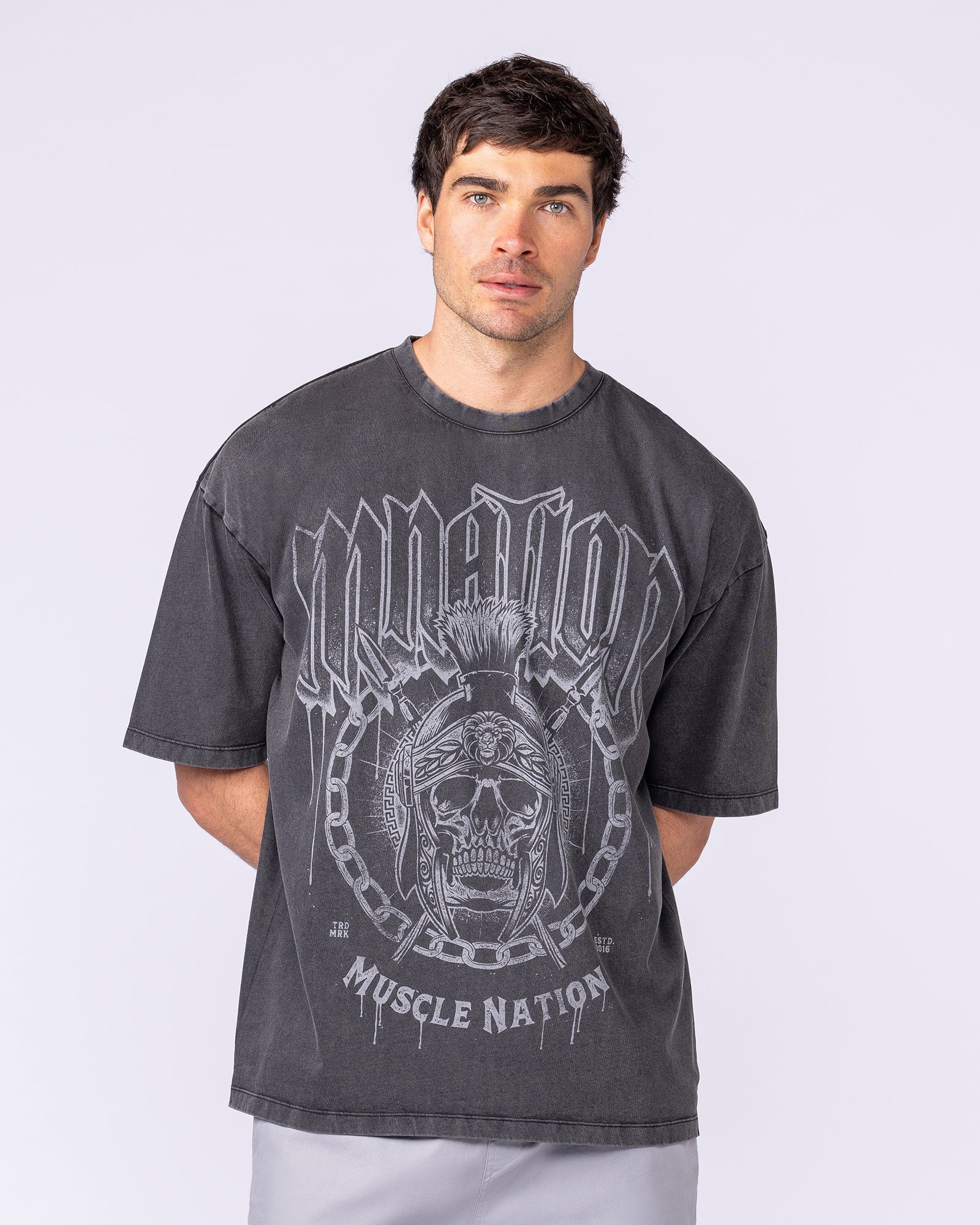 Spartan Oversized Vintage Tee - Washed Black