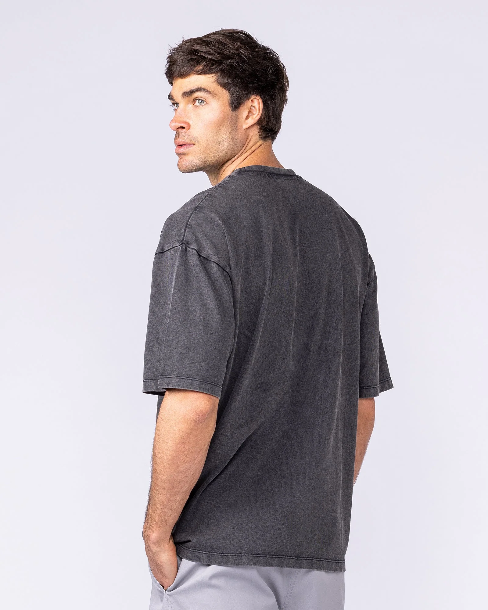 Spartan Oversized Vintage Tee - Washed Black - Image 2