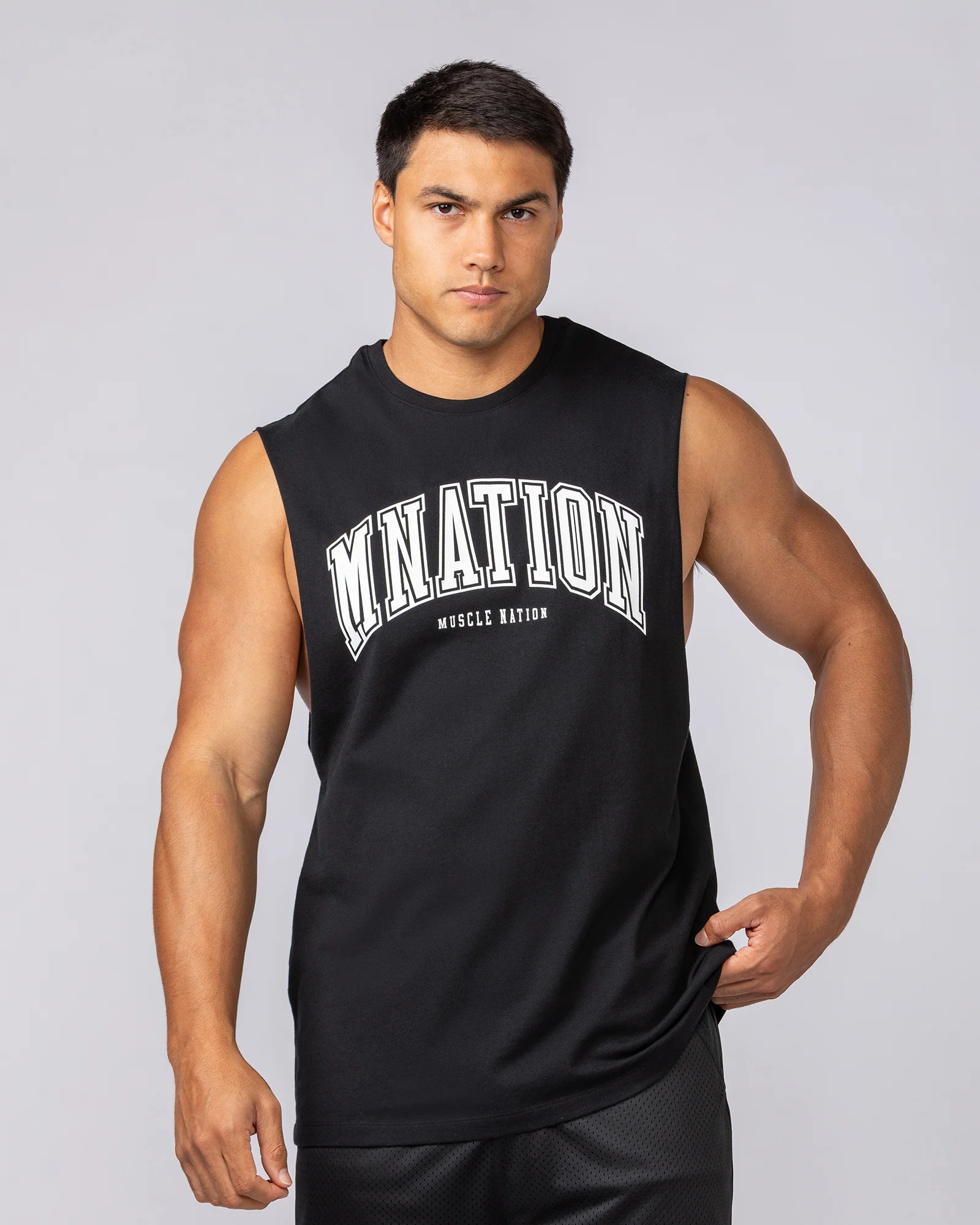 Varsity Training Drop Arm Tank - Black